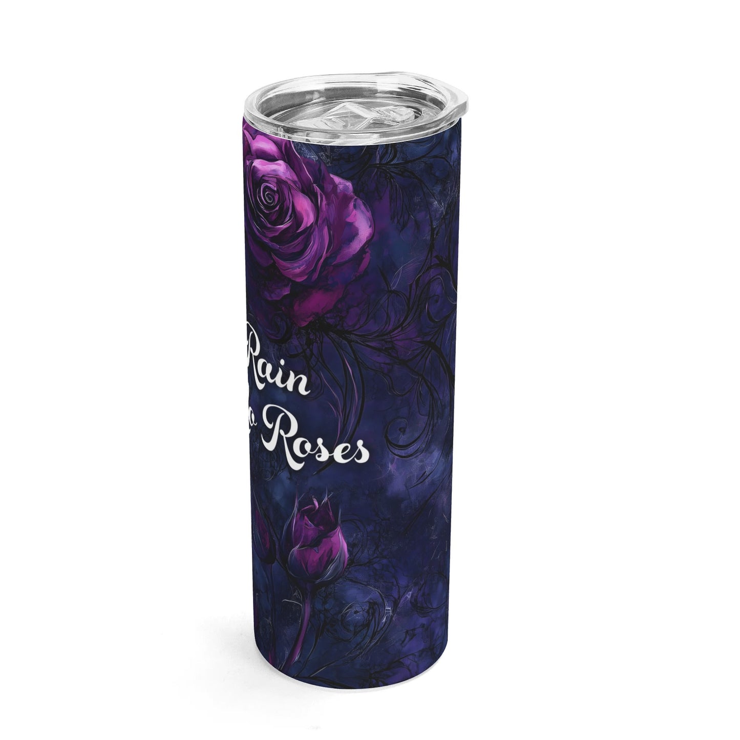 Gothic purple rose insulated stainless steel tumbler with inspirational phrase