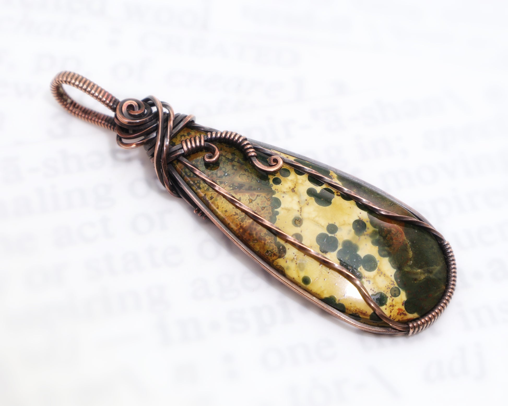 Natural Ocean Jasper teardrop cabochon artisan jewelry