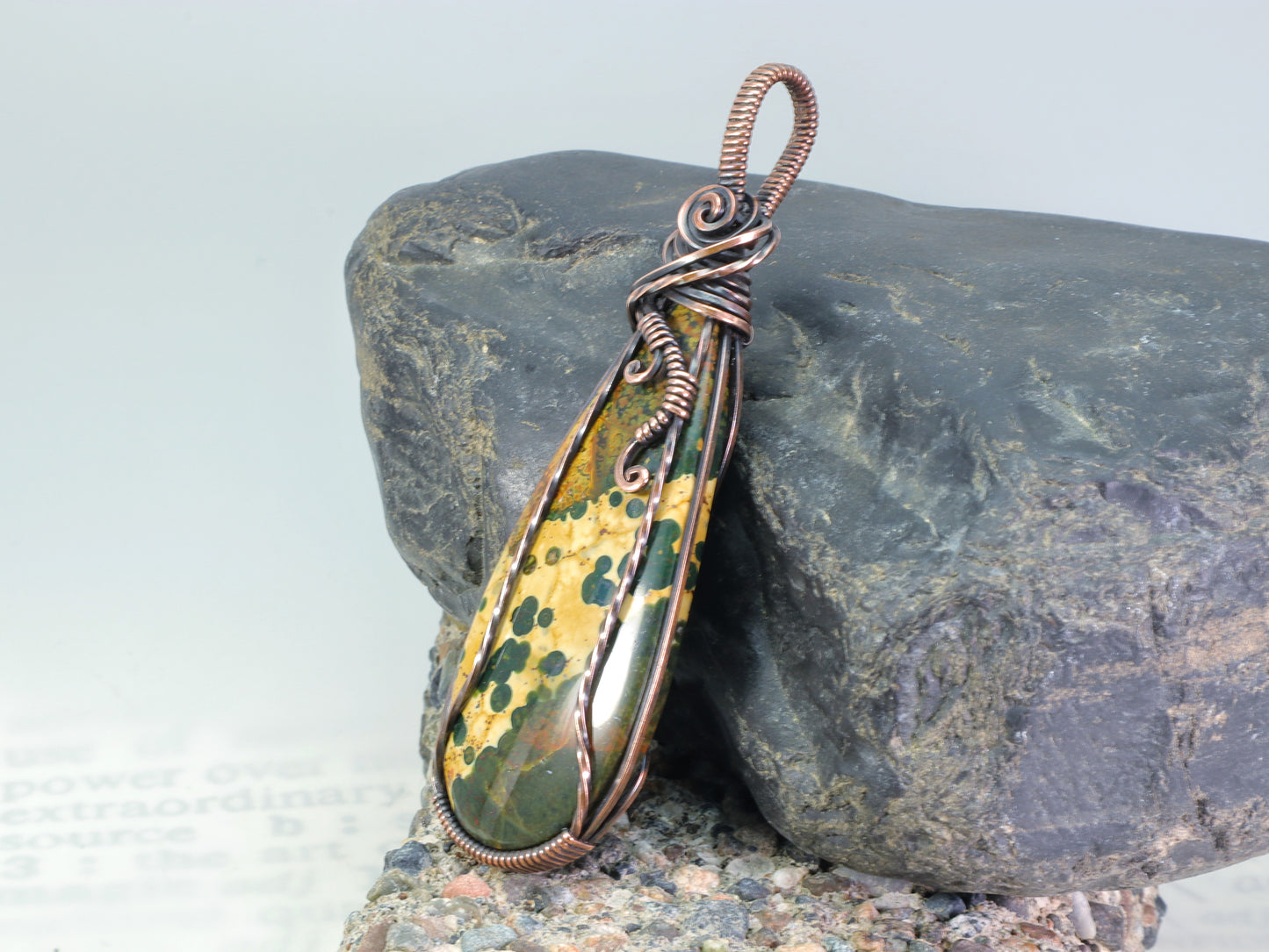 Natural Madagascar Ocean Jasper pendant with earthy colors
