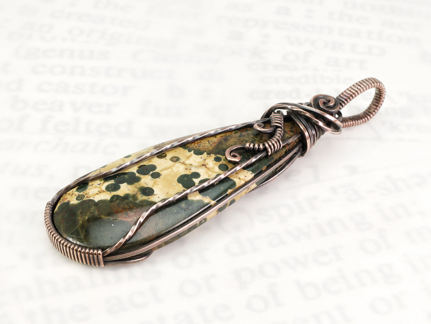 Green orb Ocean Jasper gemstone pendant handcrafted by DoodlepunkArt
