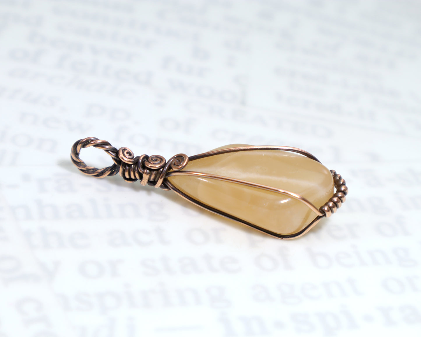 Handmade copper crystal jewelry featuring natural peach moonstone