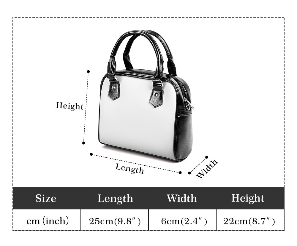 Diagram showing the size of the shoulder handbag