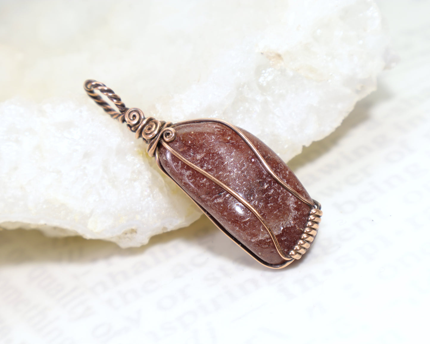 One of a kind red aventurine crystal jewelry handcrafted in copper