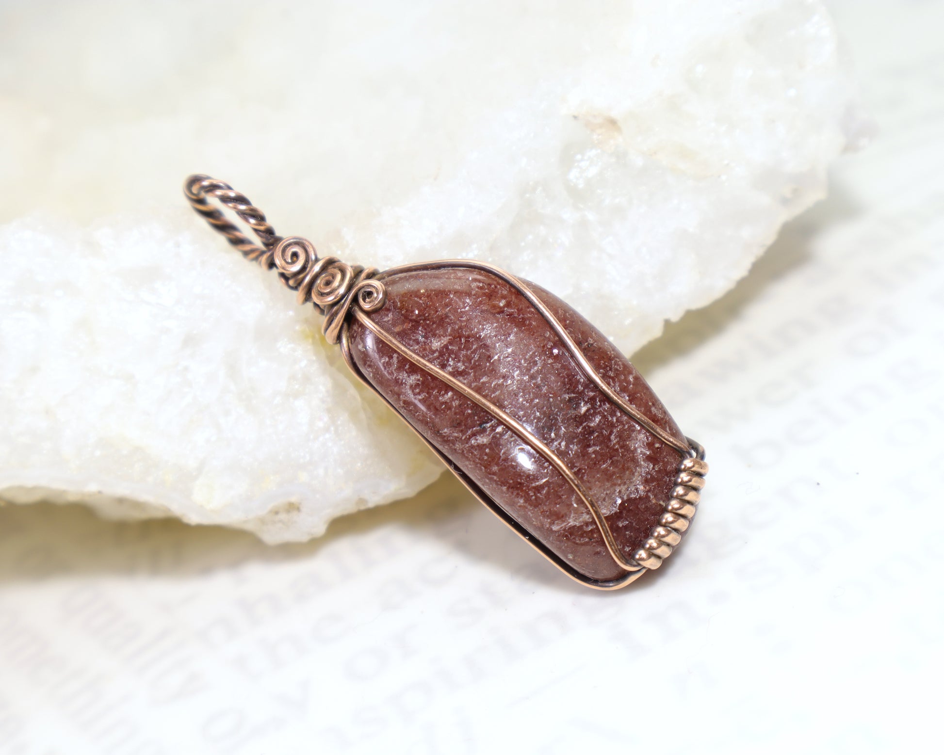 One of a kind red aventurine crystal jewelry handcrafted in copper