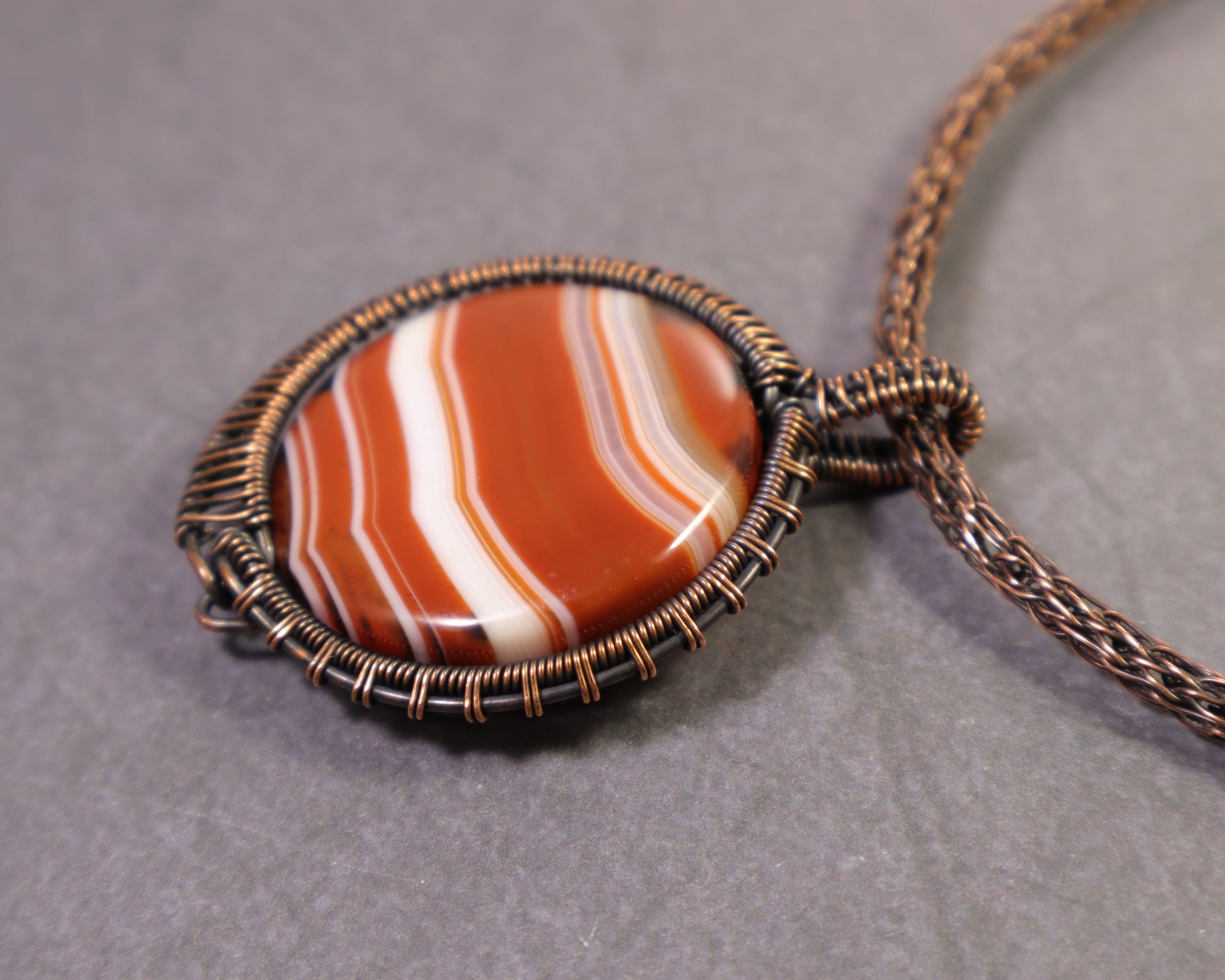One of a kind sardonyx wire wrapped jewelry handcrafted in copper