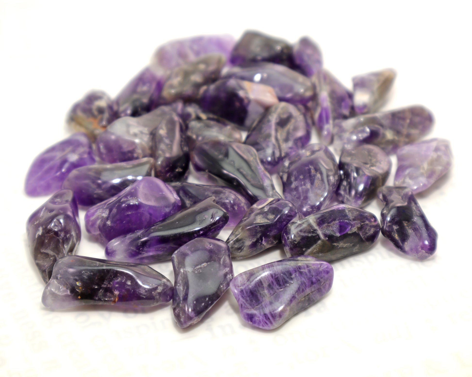 Deep purple quartz crystal tumbled stones collection
