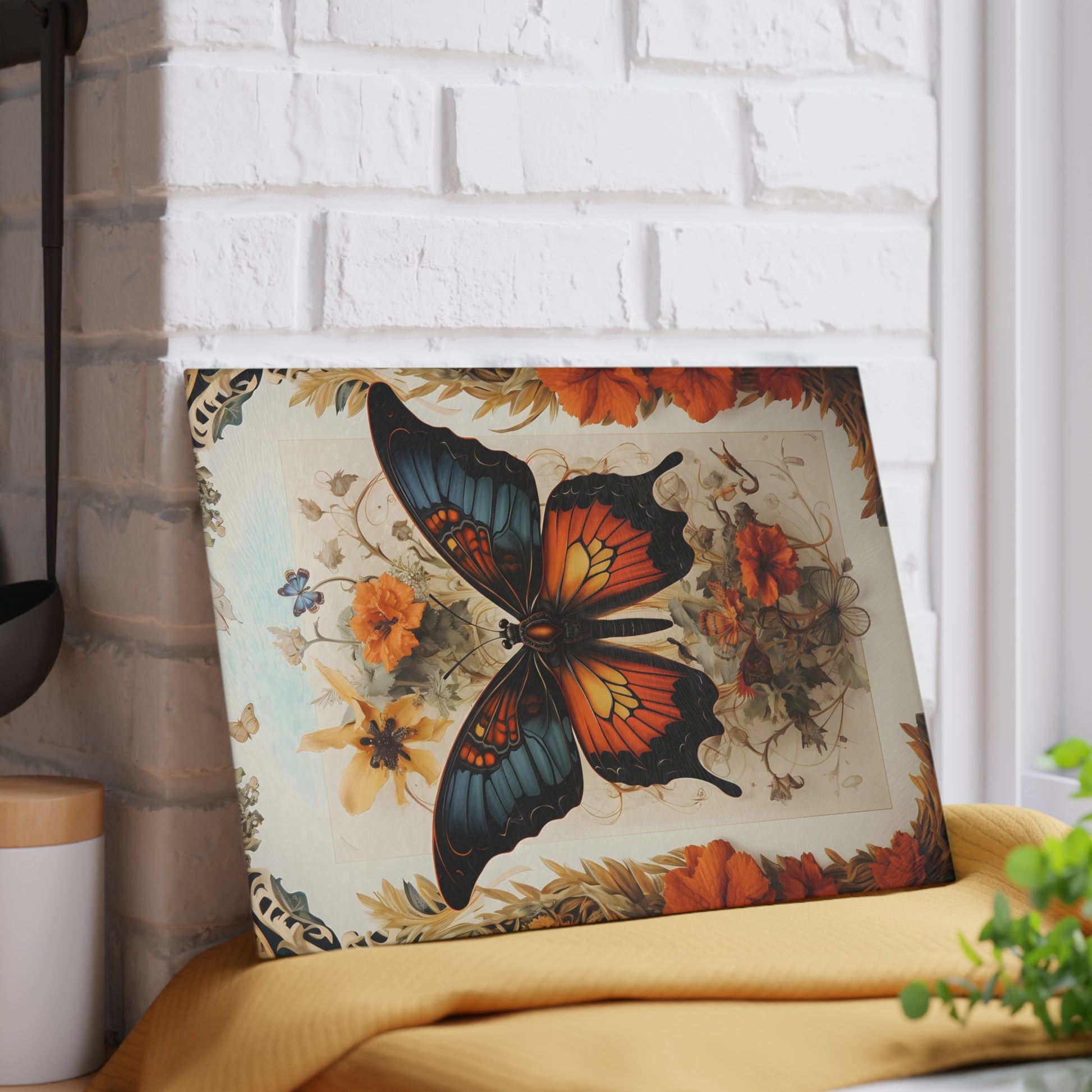 Ornate Butterfly Cutting Board – Elegant Vintage Kitchenware - Small 8 x 11 inches