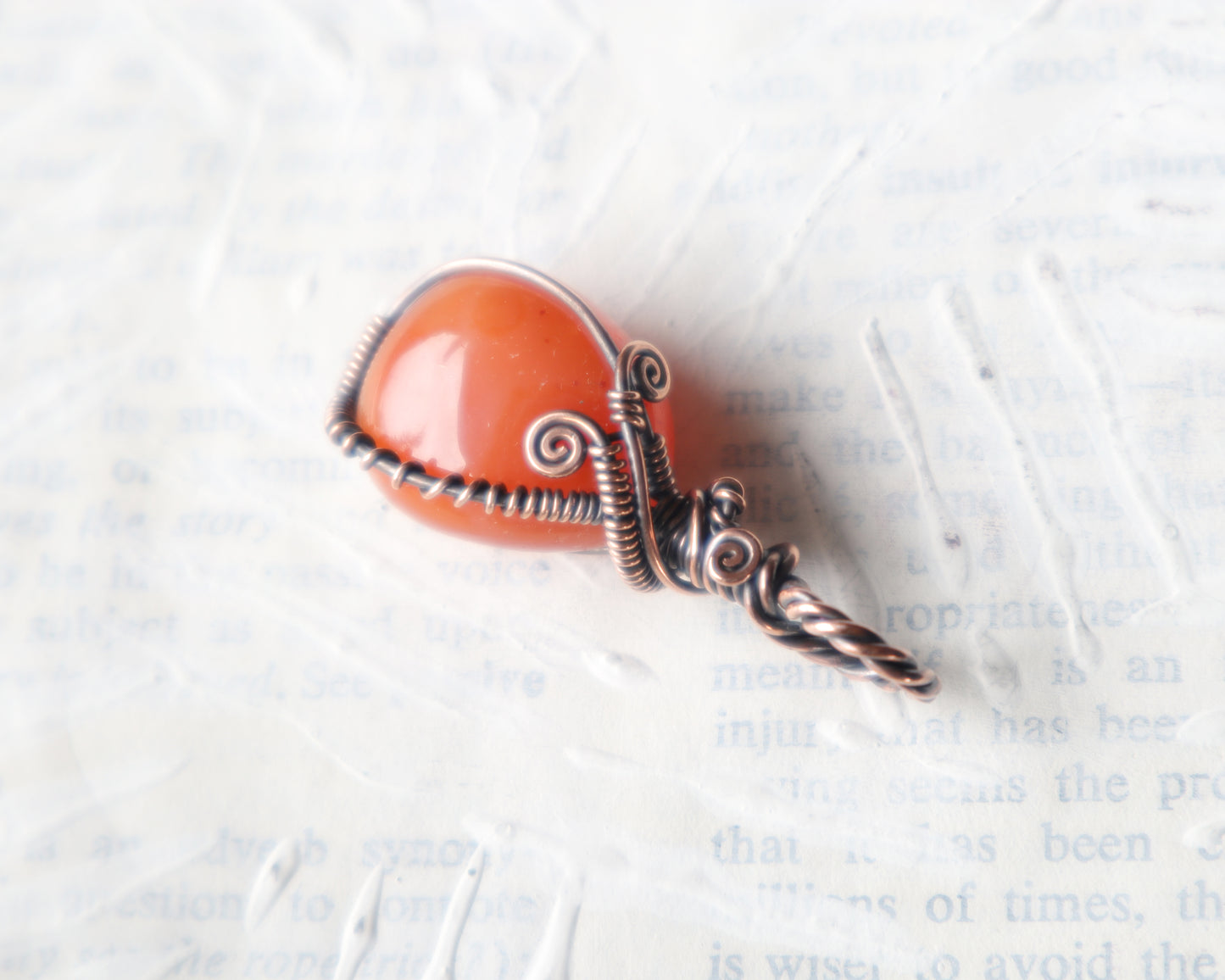 Handmade carnelian jewelry crafted from pure copper wire